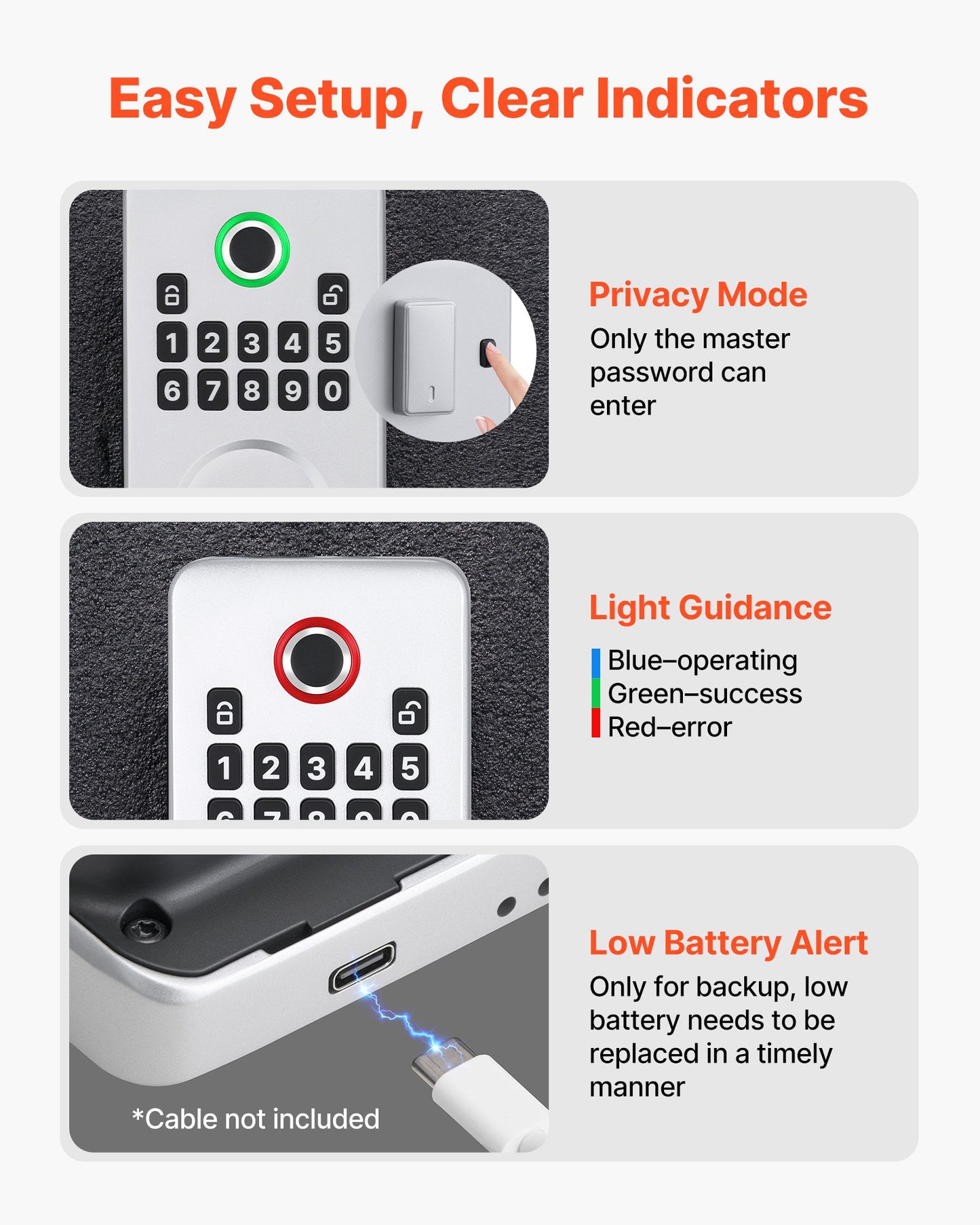 Fingerprint Door Lock, Electronic Biometric Deadbolt With Pioneering Easy-Grip Design, Auto Locking, One-Time Code, Anti-Peeking Password, Keyless Entry Door Lock For Home, Apartment, Silver