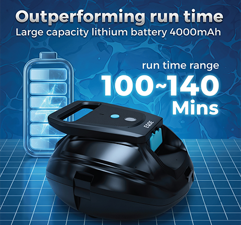 SP1 - Cordless Robotic Pool Cleaner, Pool Robot, Automatic Pool Vacuum for Floor Only Cleaning Flat Bottom Above Ground Pools up to 860 sq ft, 2.5 Hour Fast Charge, 120 Minute Run Time