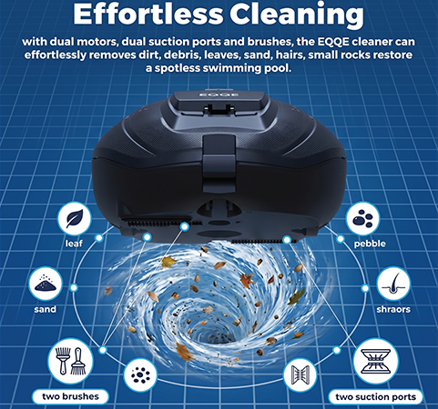 SP1 - Cordless Robotic Pool Cleaner, Pool Robot, Automatic Pool Vacuum for Floor Only Cleaning Flat Bottom Above Ground Pools up to 860 sq ft, 2.5 Hour Fast Charge, 120 Minute Run Time