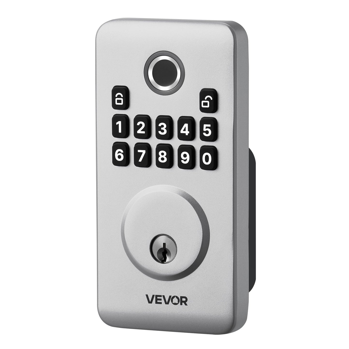 Fingerprint Door Lock, Electronic Biometric Deadbolt With Pioneering Easy-Grip Design, Auto Locking, One-Time Code, Anti-Peeking Password, Keyless Entry Door Lock For Home, Apartment, Silver