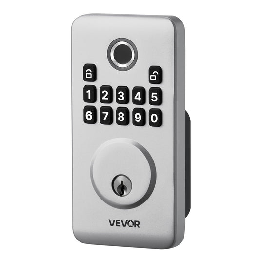 Fingerprint Door Lock, Electronic Biometric Deadbolt With Pioneering Easy-Grip Design, Auto Locking, One-Time Code, Anti-Peeking Password, Keyless Entry Door Lock For Home, Apartment, Silver
