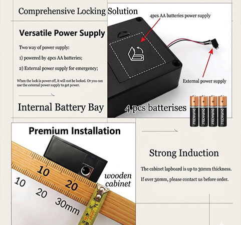 Qr Code Hidden Smart Furniture Rifid Locker TTlock Remote Control Wifi Door Gun App Drawer Cam Invisible Cabinet Lock